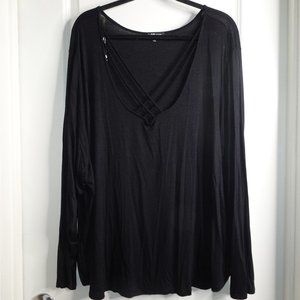 Charlotte Russe Plus Size Black Long Sleeve Top